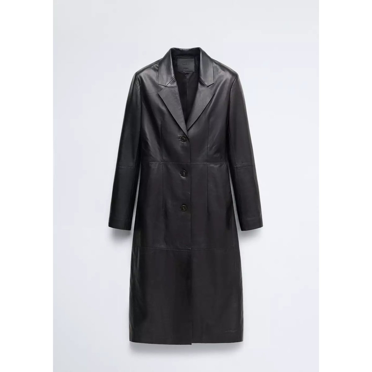 Manteau cuir revers noir, MANGO