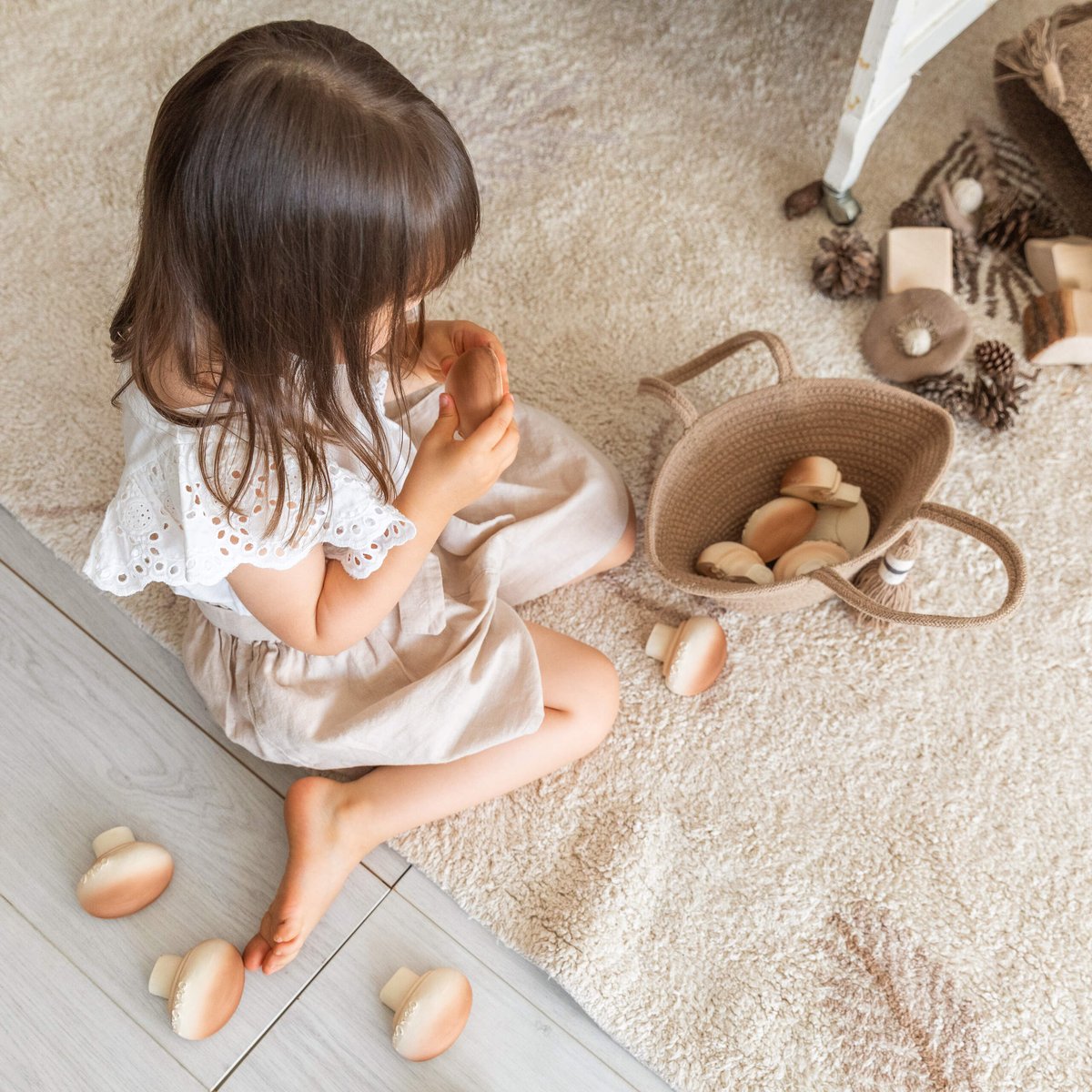 Tapis Rectangulaire en coton Forêt de pins COTTON WOODS beige, LORENA CANALS