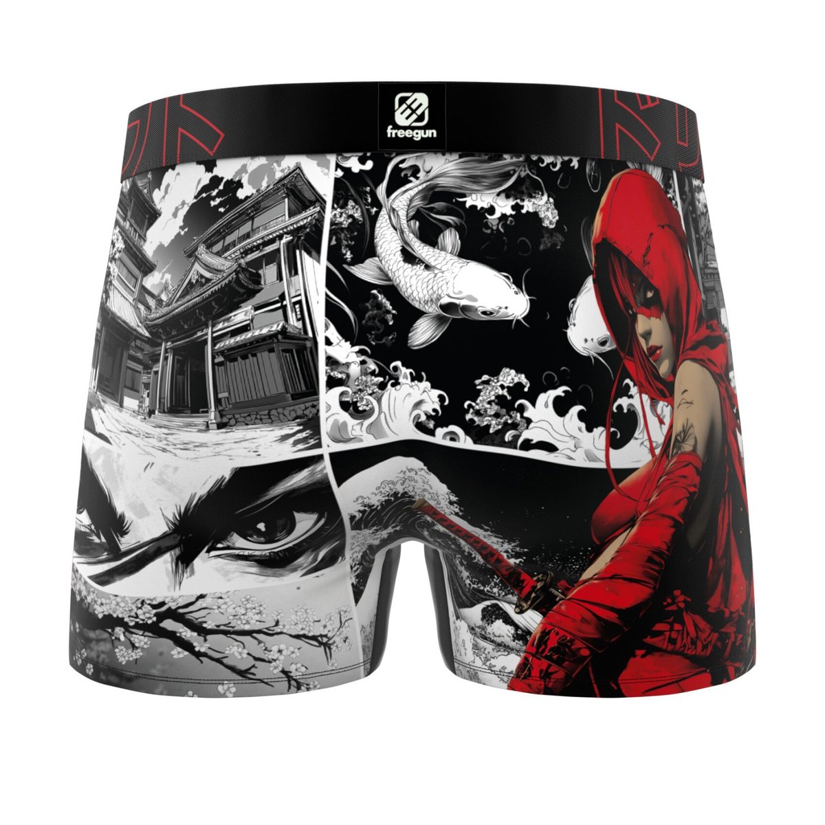 Lot De 3 Boxers Manga Estampe rouge/orange/jaune/beige/bleu, FREEGUN