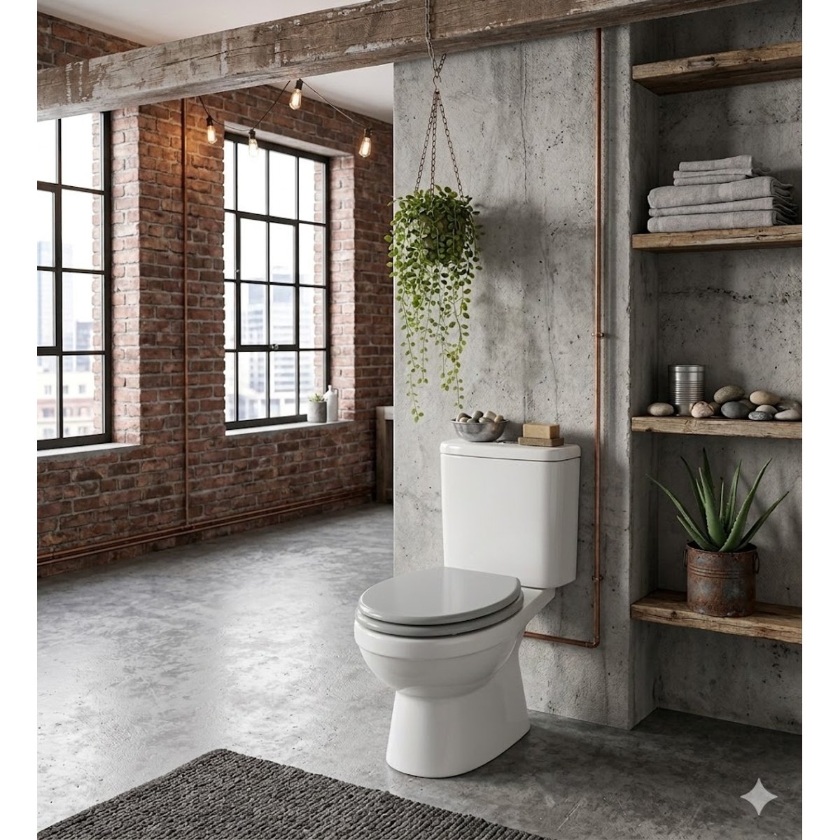 Abattant WC Gris MDF – Charnières Plastiques – 47 x 37 cm gris, EDEN