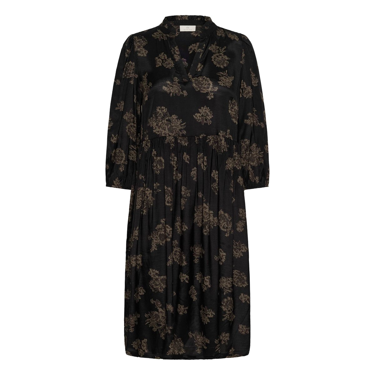 Robe noir black_brown flowers, KAFFE