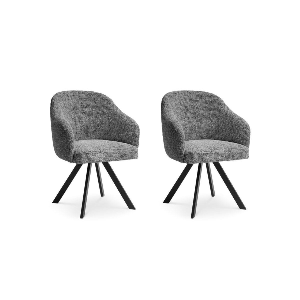 Lot de 2 chaises tissu chiné, SOPHIE gris foncé, BOBOCHIC