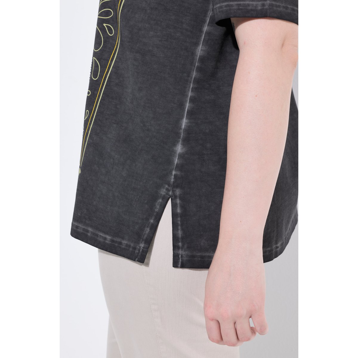 T-shirt, ananas, coupe classique, col rond gris graphite, ULLA POPKEN