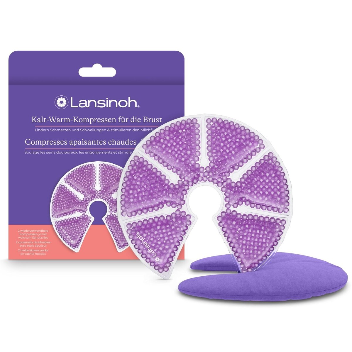 Compresses apaisantes Thermoperles 3 en 1 transparent, violet, LANSINOH