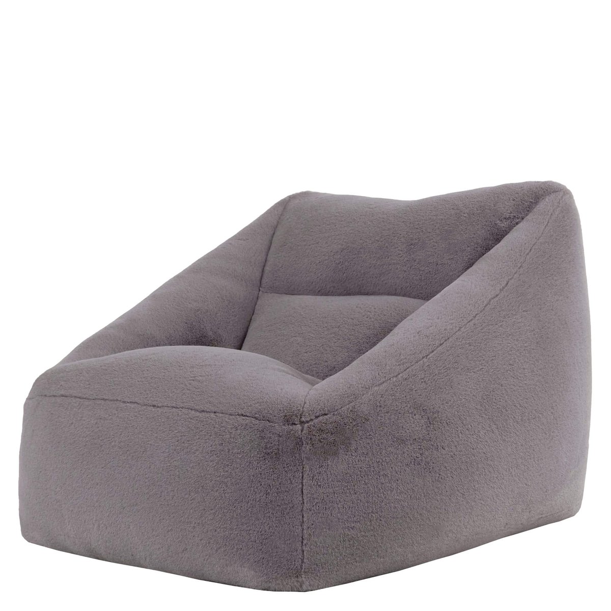 Pouf fauteuil salon en imitation fourrure luxueuse de lapin Oeko-Tex® - NATALIA gris clair, ICON