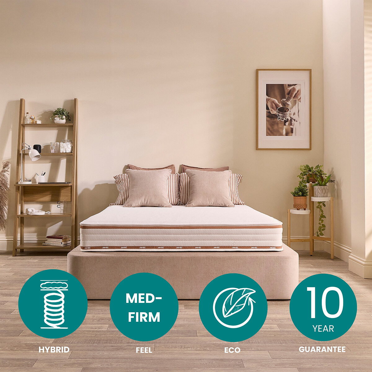 Jay-Be® Ryze Memory Hybrid Mattress white/brown, JAY-BE