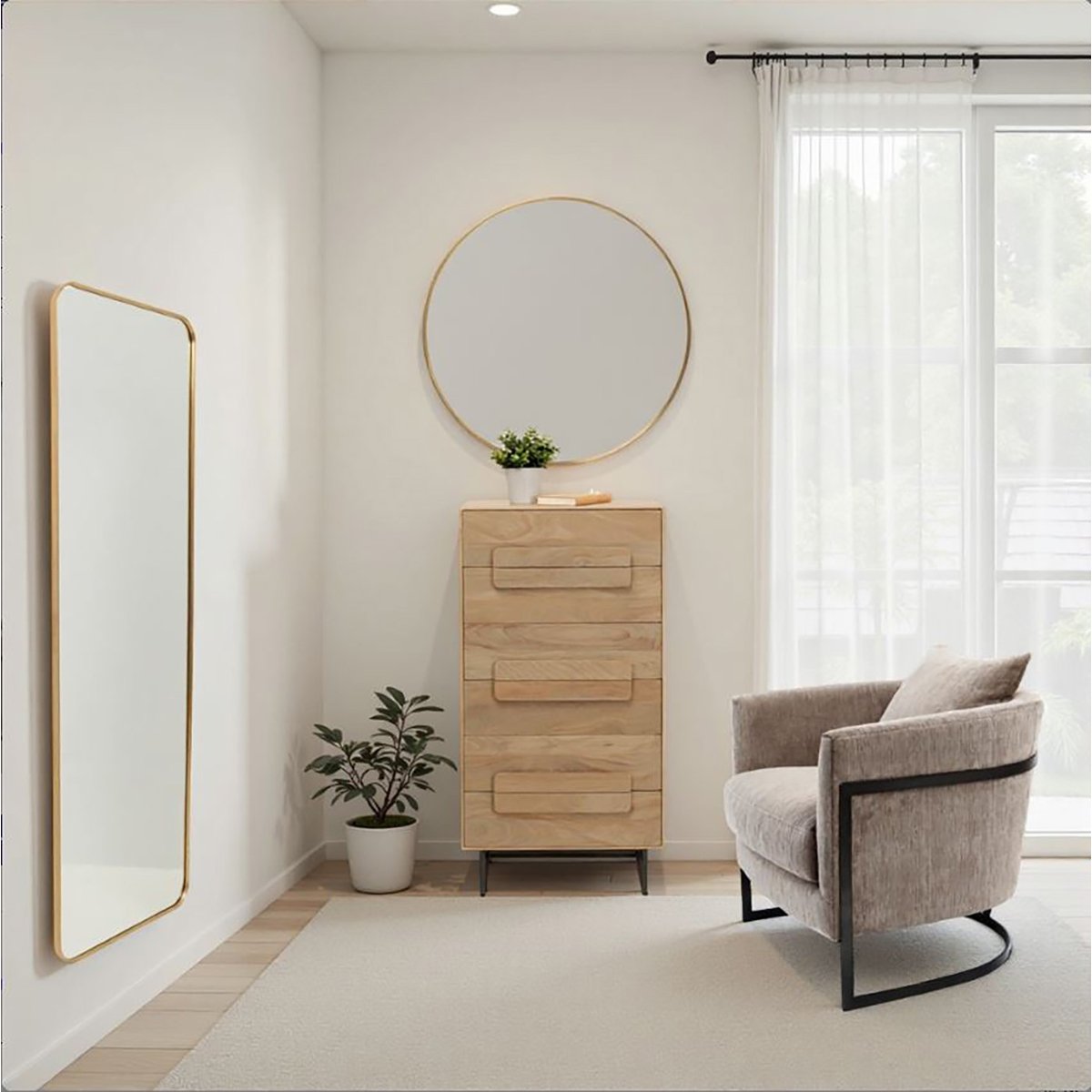 Miroir rectangulaire en laiton 180x60cm, SIMPLY marron, KARE DESIGN