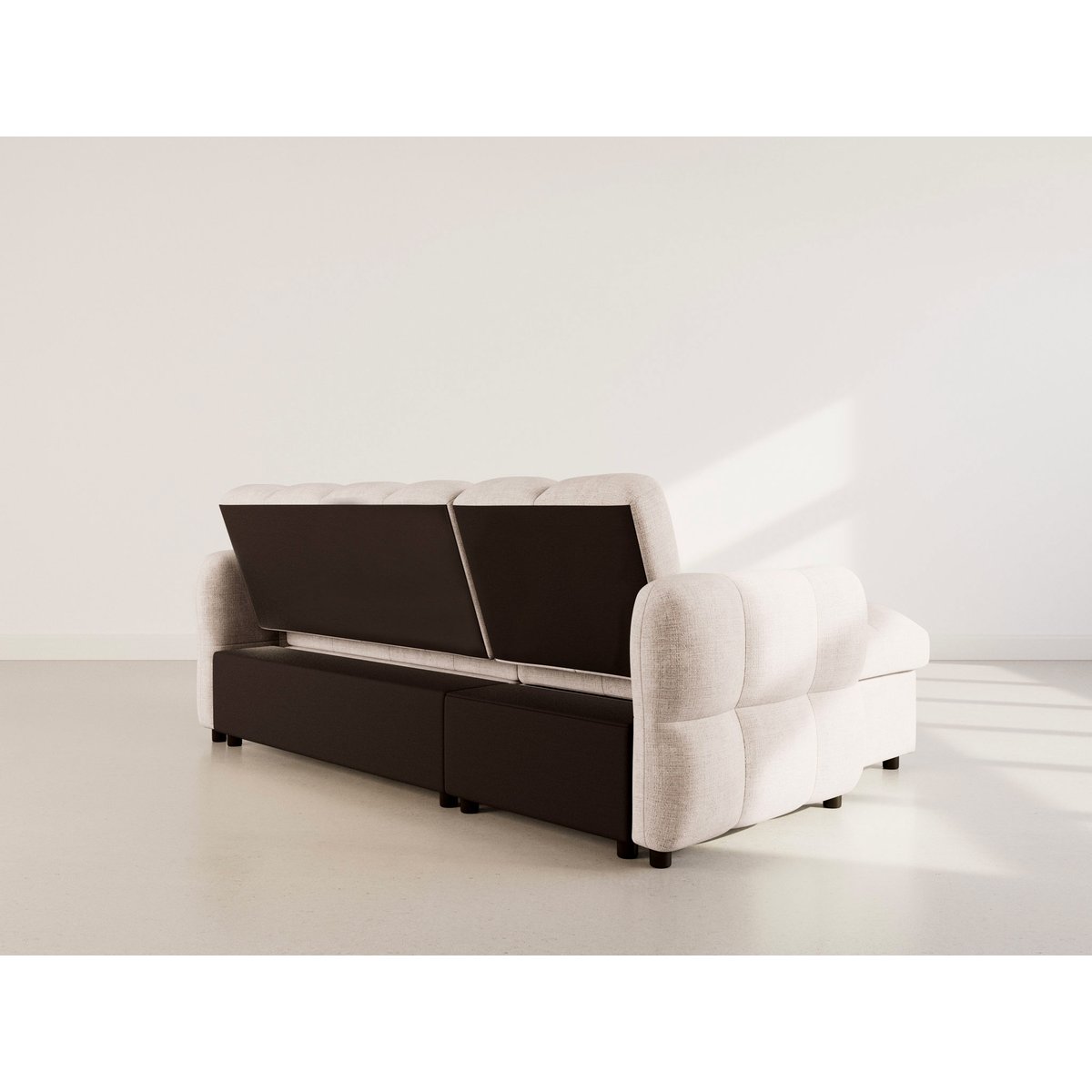 Canapé d'angle convertible velours texturé, OCTAVE beige, BEST MOBILIER