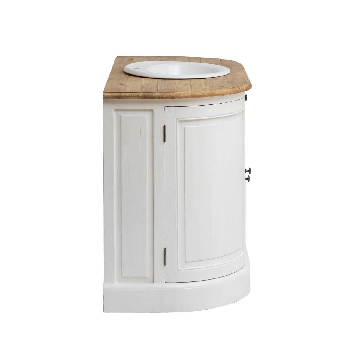 Meuble sous vasque en bois recyclé GARANCE blanc, MADE IN MEUBLES 