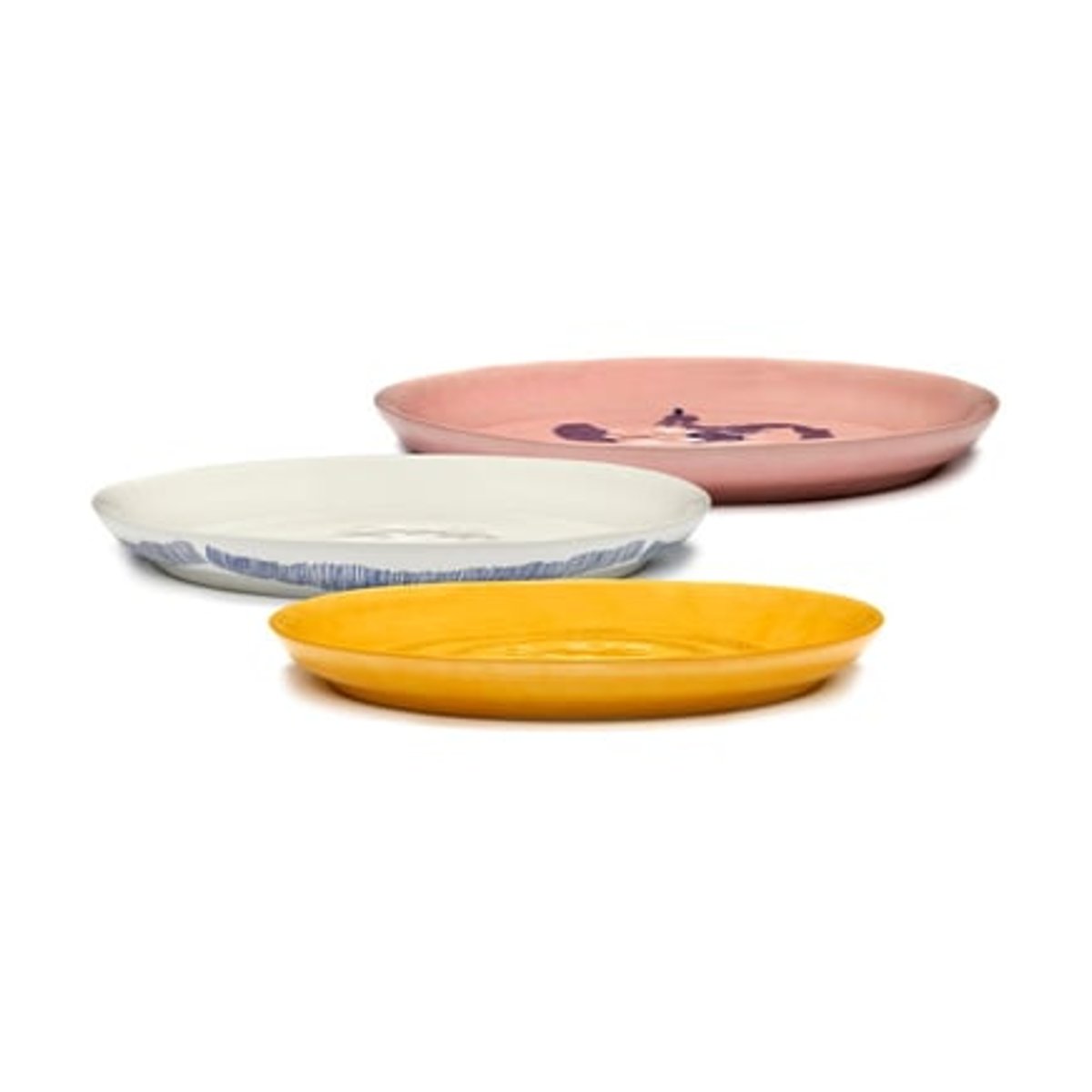 Plateau Feast Par Ottolenghi Tourbillons Grès Blanc/bleu Ø34 Cm blanc, SERAX