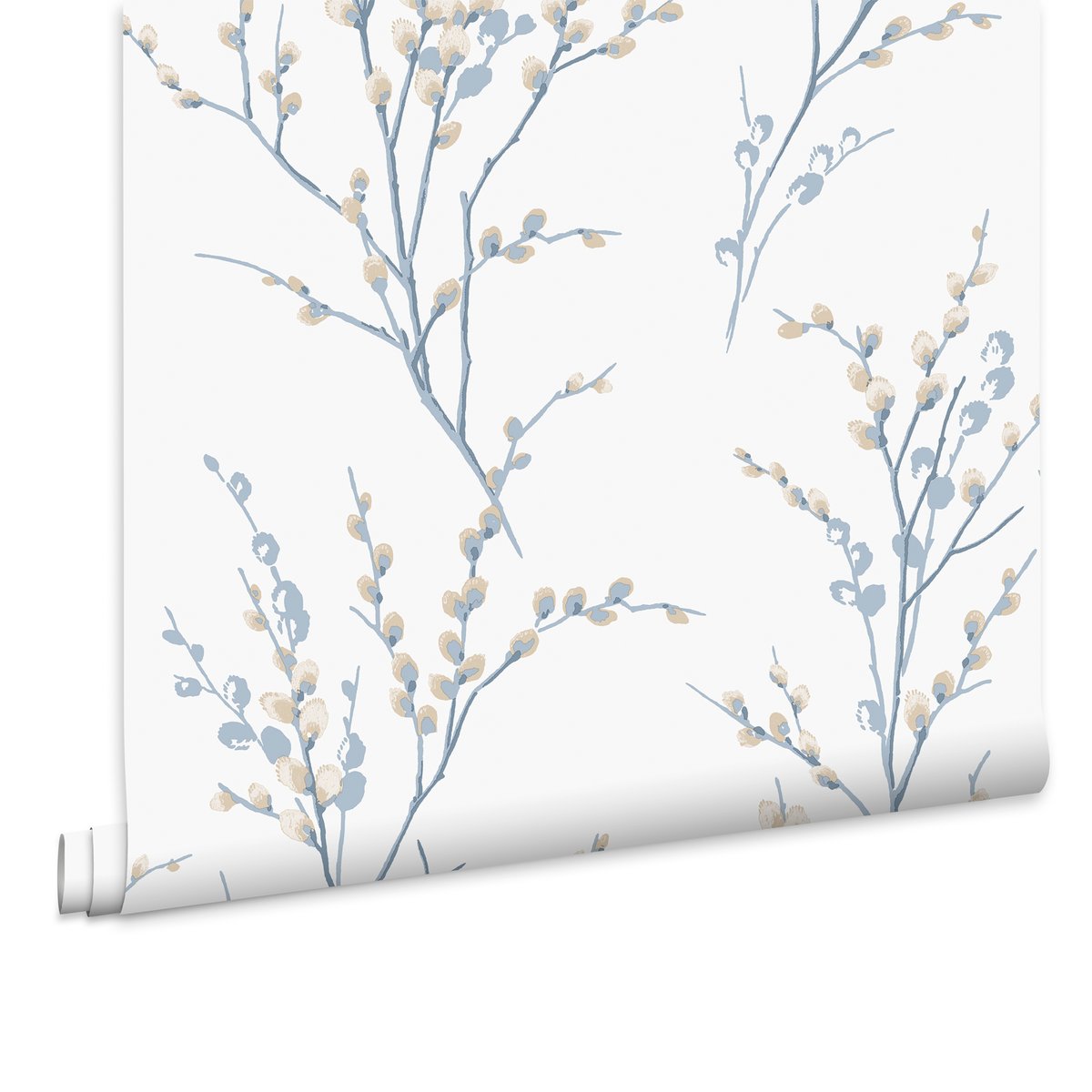 Papier peint branches délicates Pussy Willow couleur unique, LAURA ASHLEY