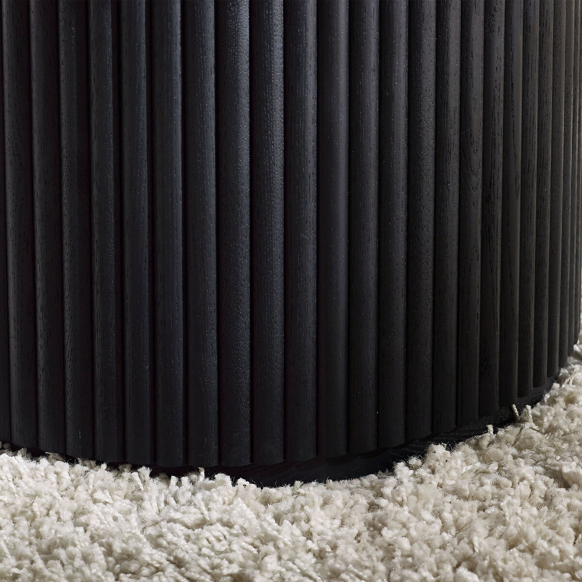 Lucien Fluted Wood Round Coffee Table black, SO'HOME