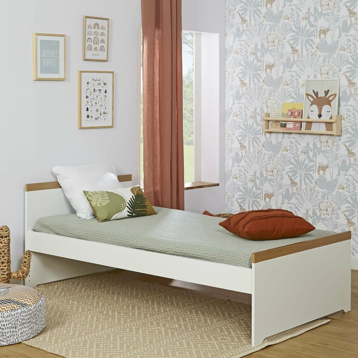 Lit enfant avec sommier gigogne et matelas NAIS blanc, AKITEN RETAIL