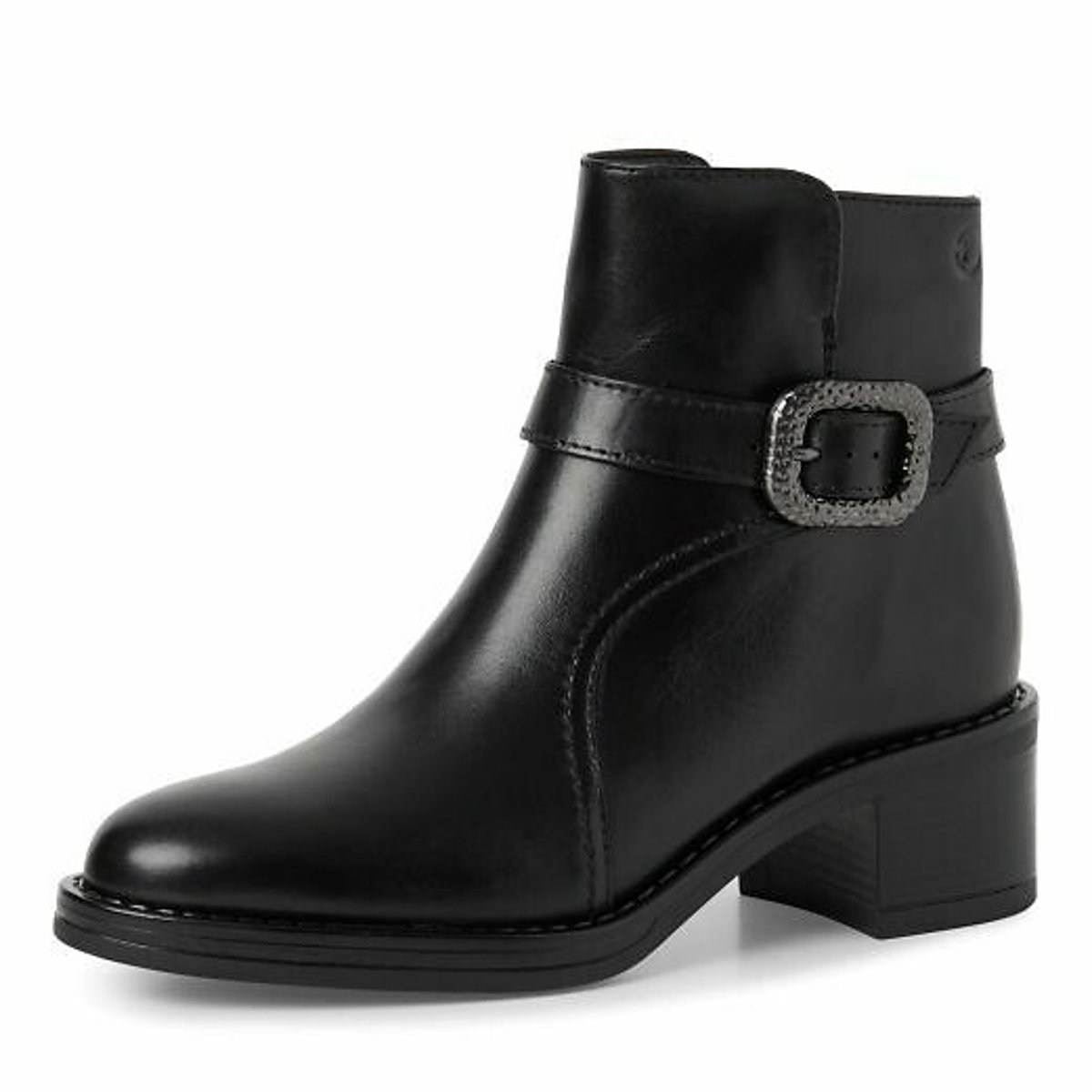Bottines en cuir noir, TAMARIS