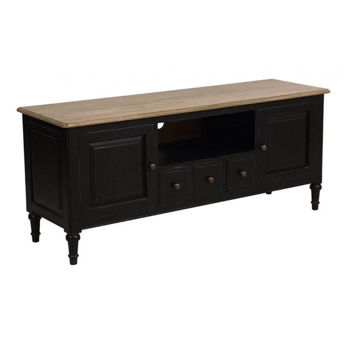 Meuble tv avec rangements - MANOIR noir, INTERIOR'S