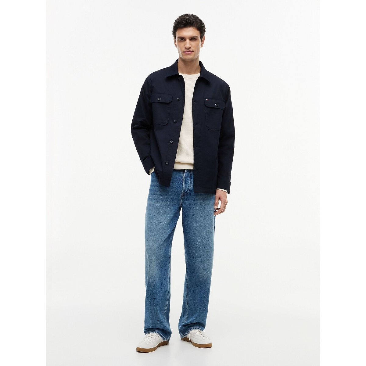 Cotton Buttoned Shacket navy blue, TOMMY HILFIGER