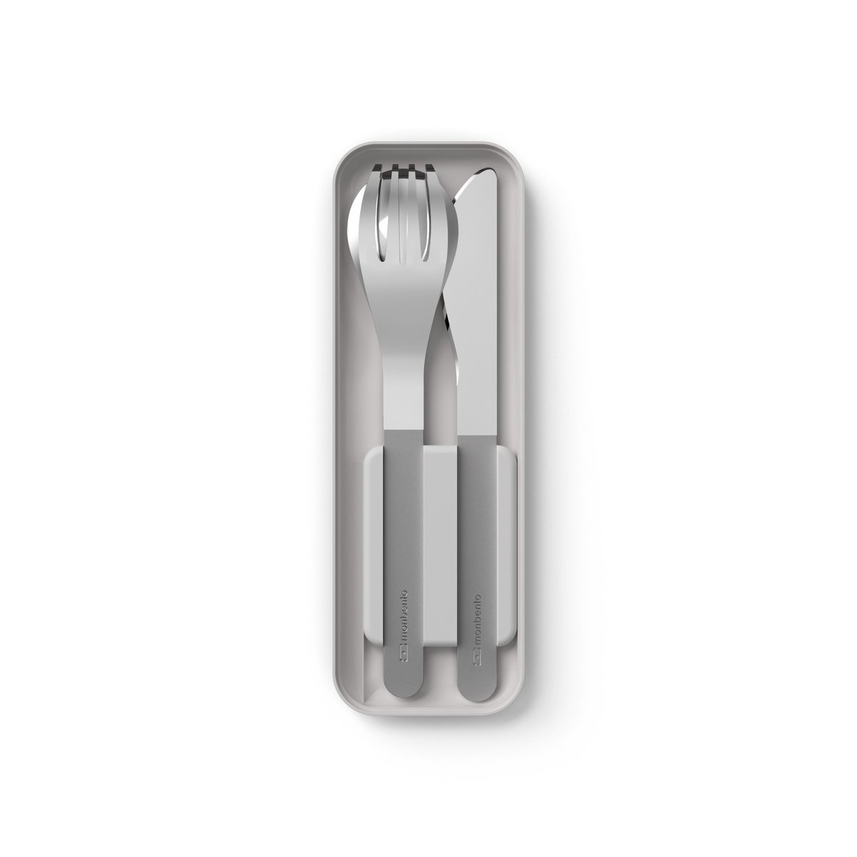 Set repas lunch box métal 700ml + accessoires gris coton, MONBENTO