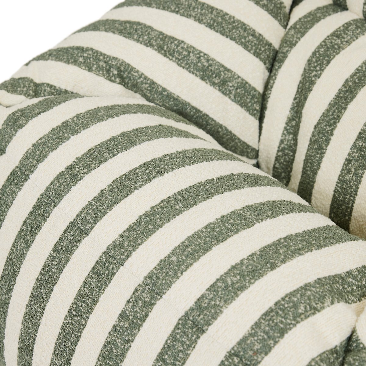 Pouf fauteuil en bouclette rayée texturée Oeko-Tex® - NATALIA vert olive, ICON