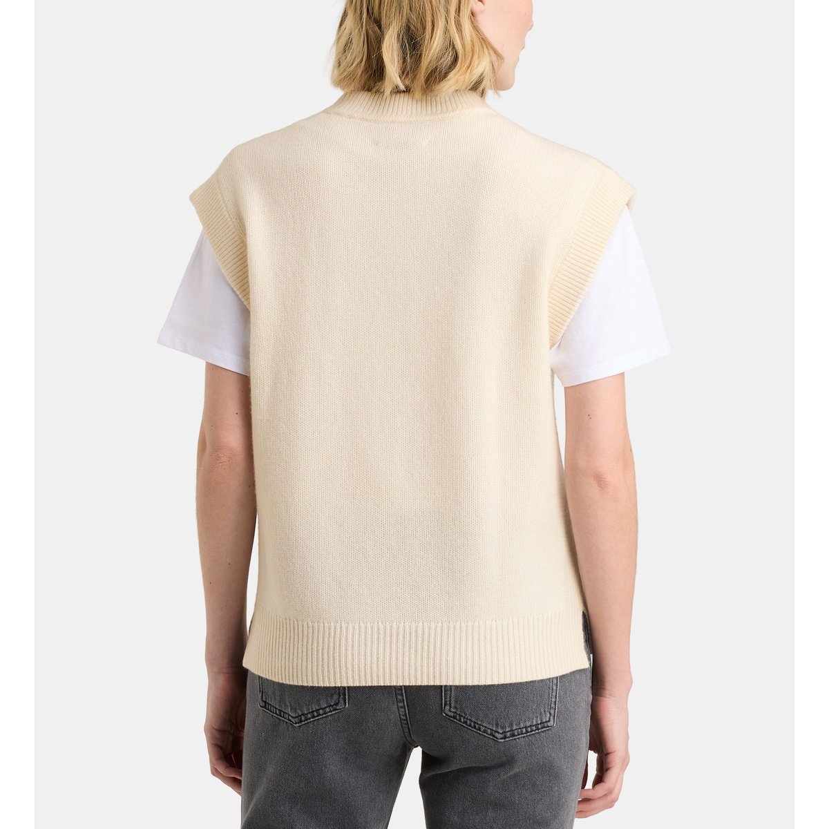 Pull solal sans manches laine et cachemire féminin écru, GALERIES LAFAYETTE