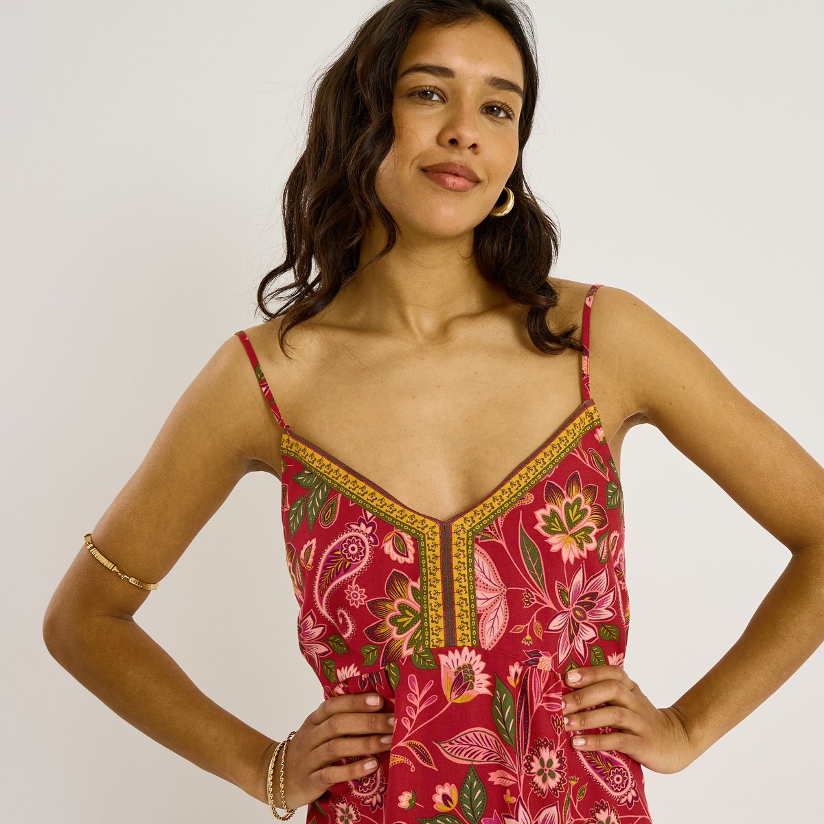 Robe longue bohème imprimée rose, GRAIN DE MALICE