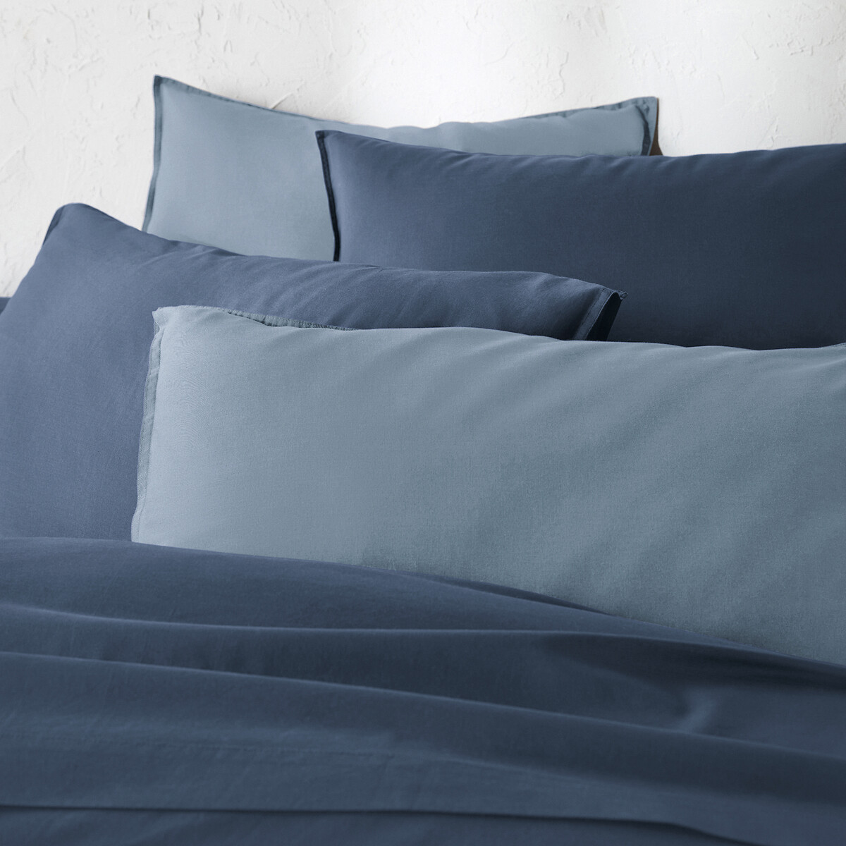 Drap plat uni en coton lavé, Scenario denim, LA REDOUTE INTERIEURS