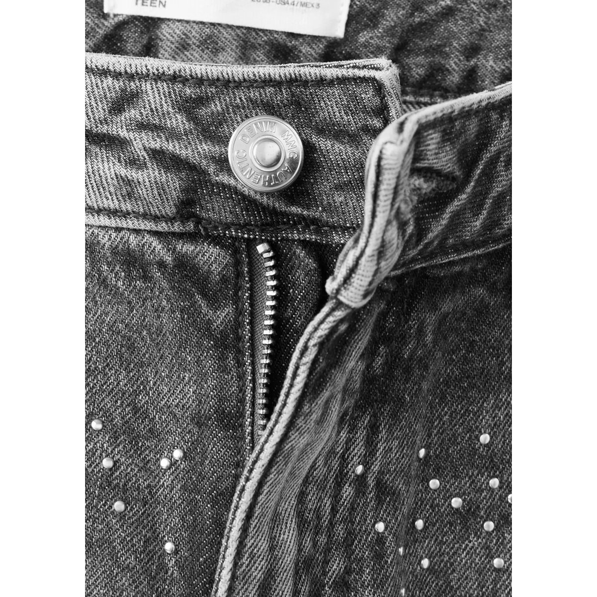 Jean droit strass gris denim, MANGO TEEN