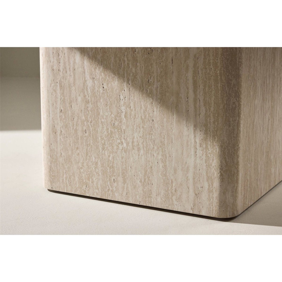 Table basse carrée QVART effet travertin beige effet travertin, RECOLLECTION