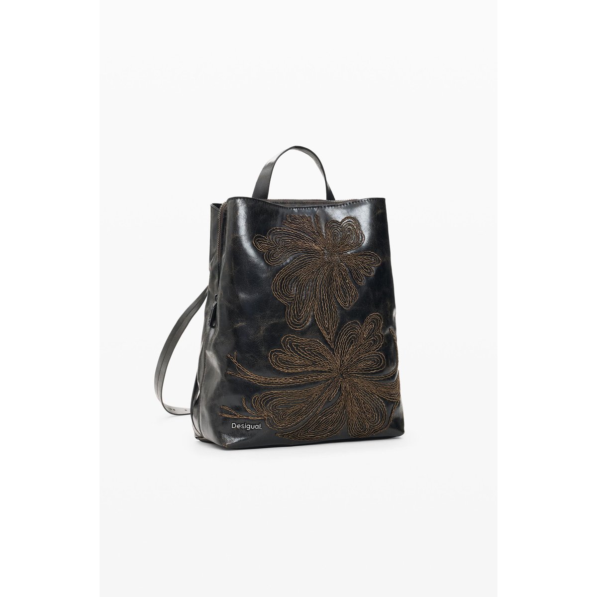 Petit sac à dos brodé marron, DESIGUAL