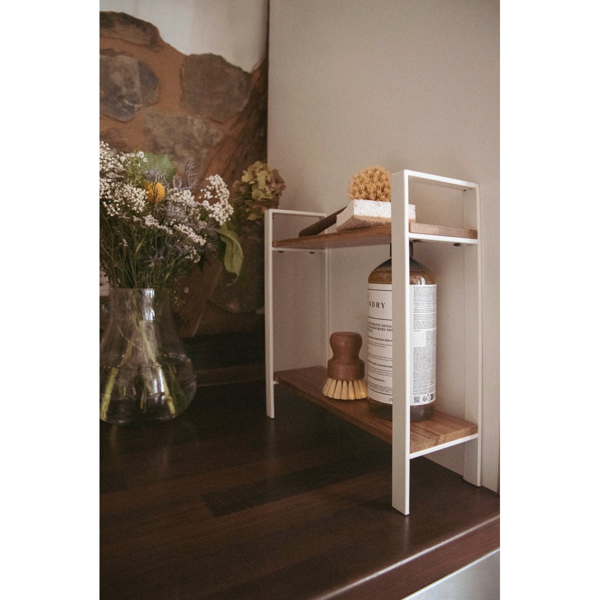 Etagère de cuisine, 2 niveaux LOUISA blanc et bois, WENKO