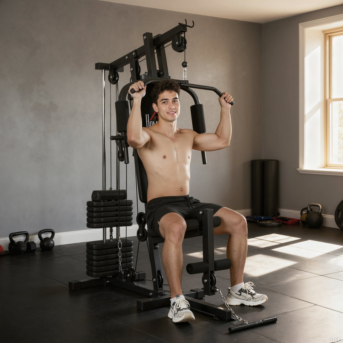 Station de musculation polyvalente Acier Noir noir, HOMCOM