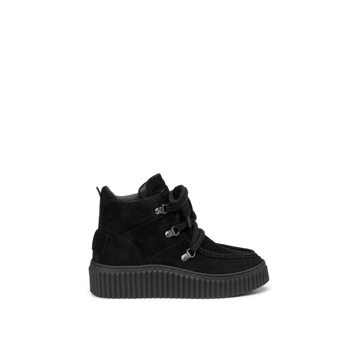 Bottes à lacets modèle Bianca avec semelle compensée rainurée marquante noir, MARC O'POLO