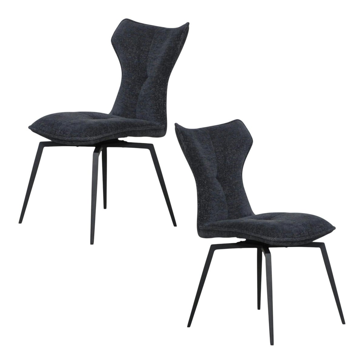 Chaise anthracite pivotante en velours avec passepoil (lot de 2) LOMBARDIE anthracite, PIER IMPORT