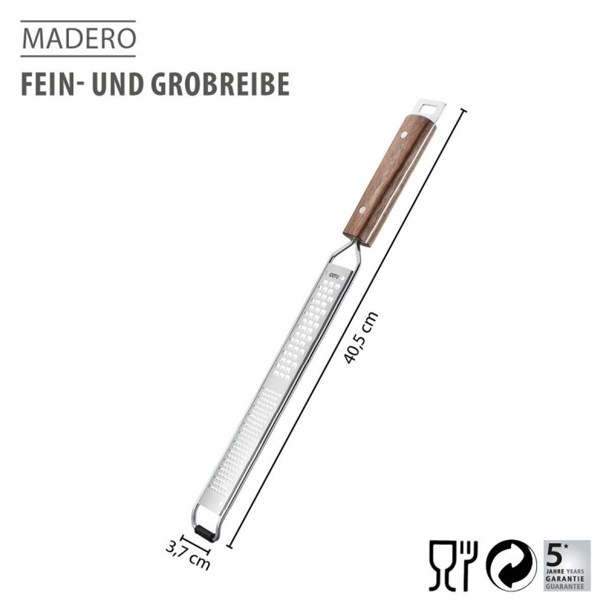 Râpe fine et grossière MADERO argent / brun, GEFU