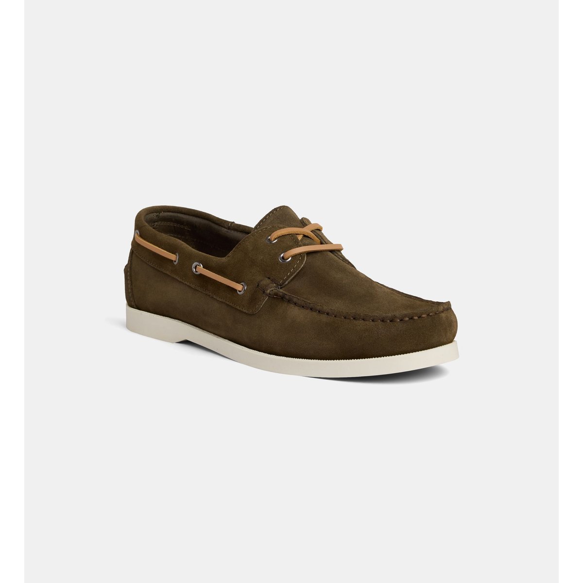 Chaussures bateau leon cuir velours kaki, COMPTOIR GL