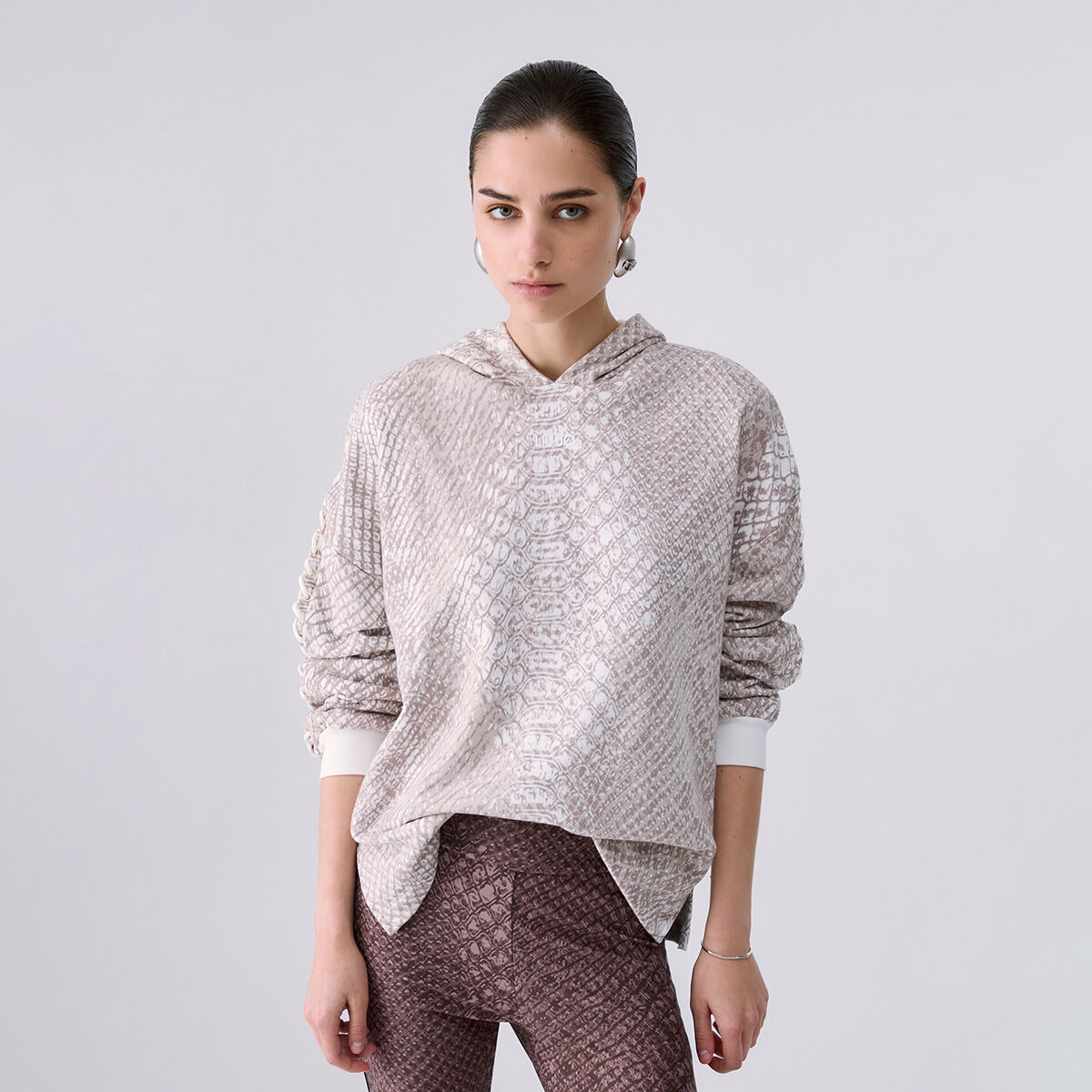 Sweat avec imprimé animalier blanc, LIU JO