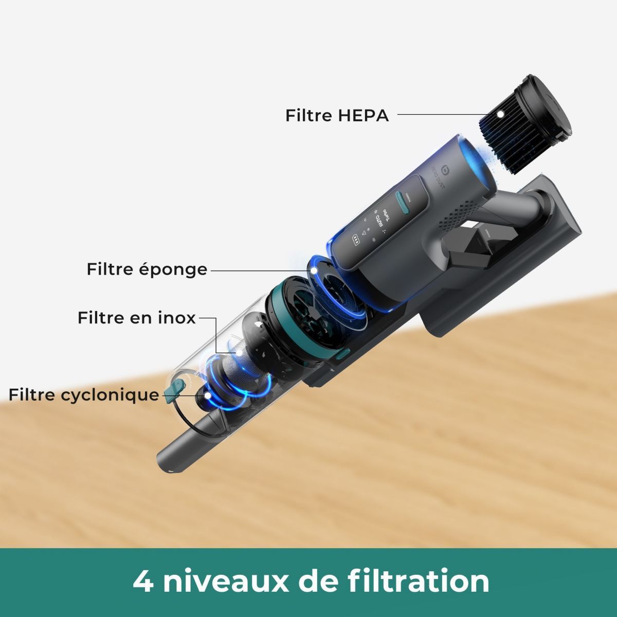 Aspirateur balai EVCSK500 Easy tech zero dust couleur unique, ESSENTIEL B