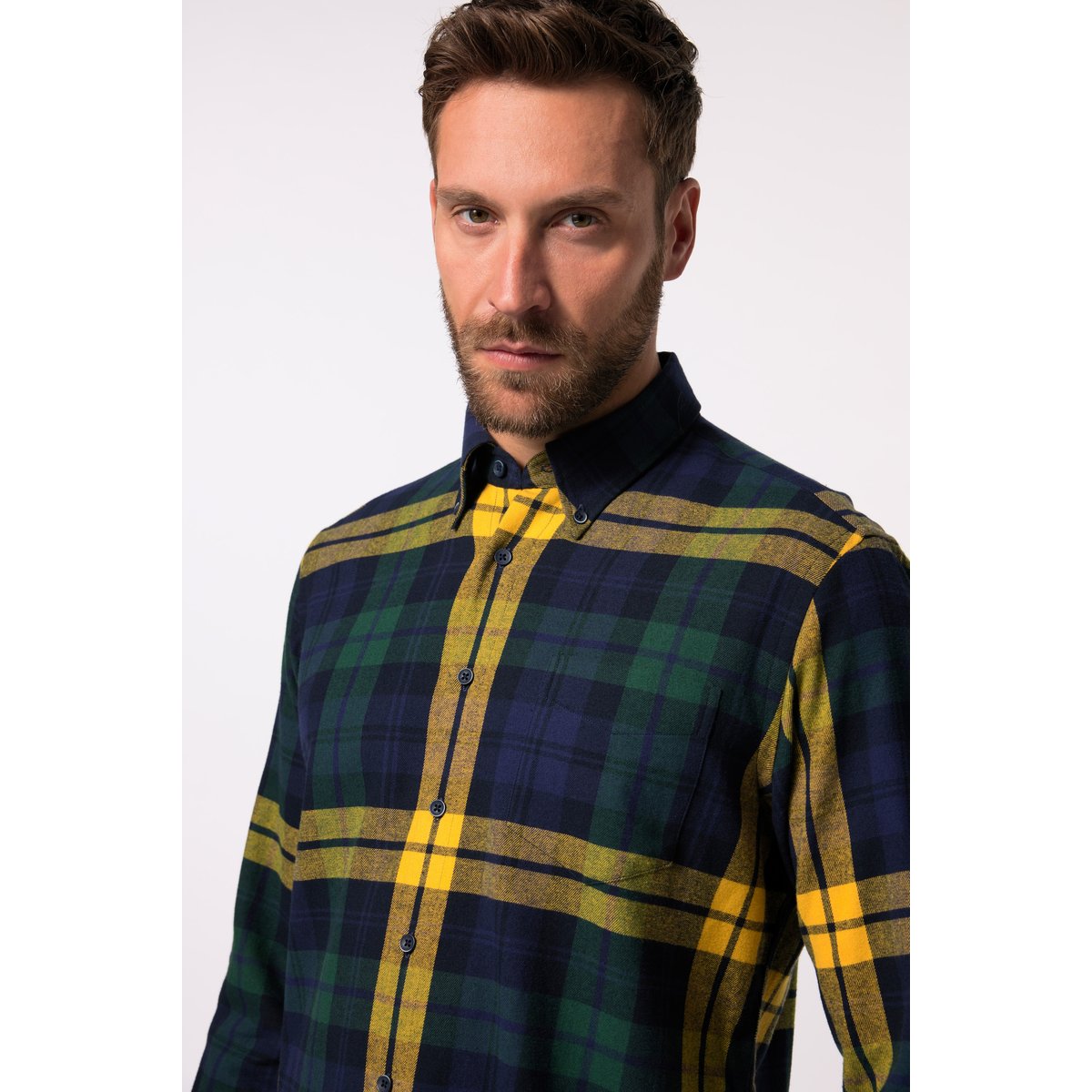 Chemise en flanelle à carreaux vert foncé, JP1880