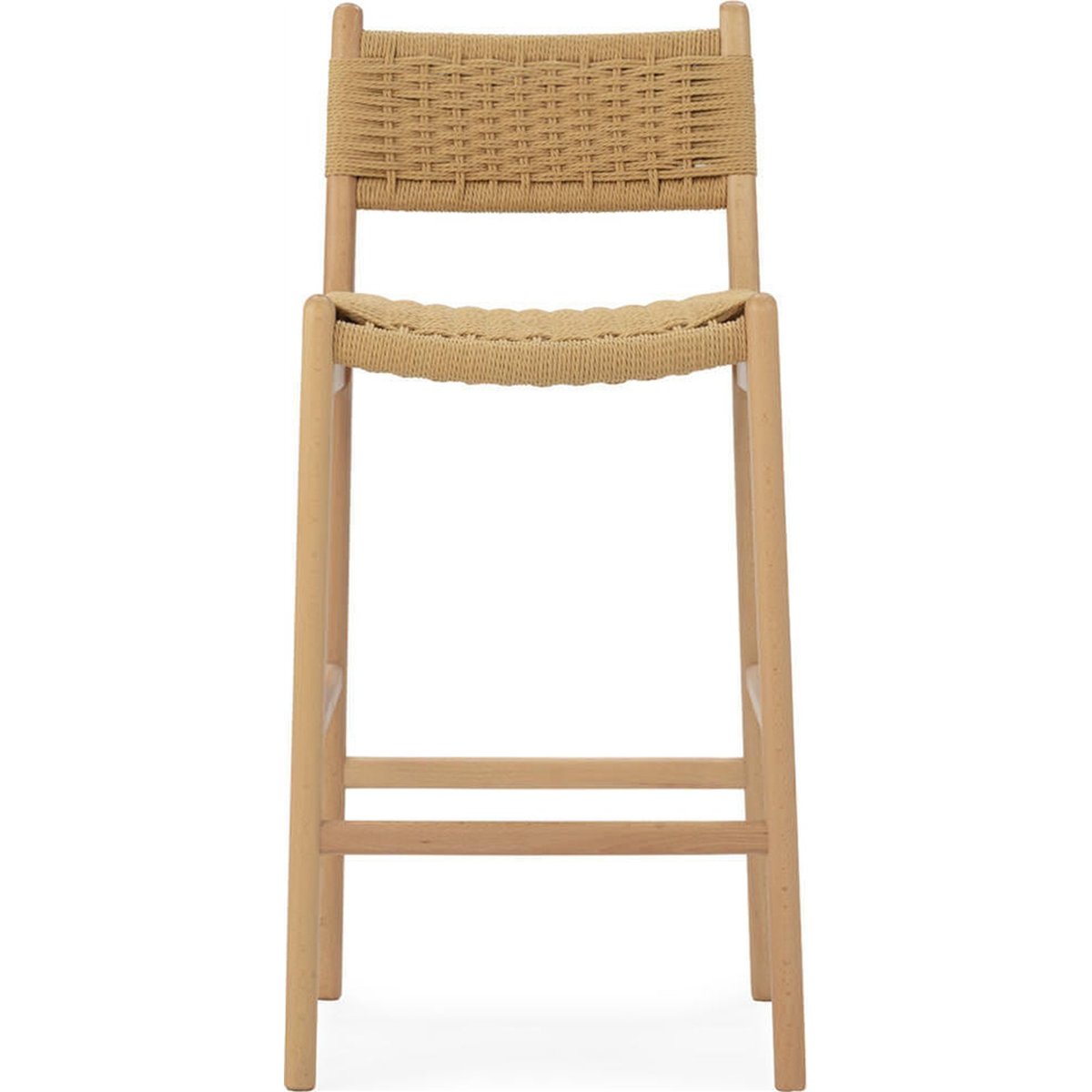 Tabouret haut en bois de hêtre et corde naturel, RECOLLECTION