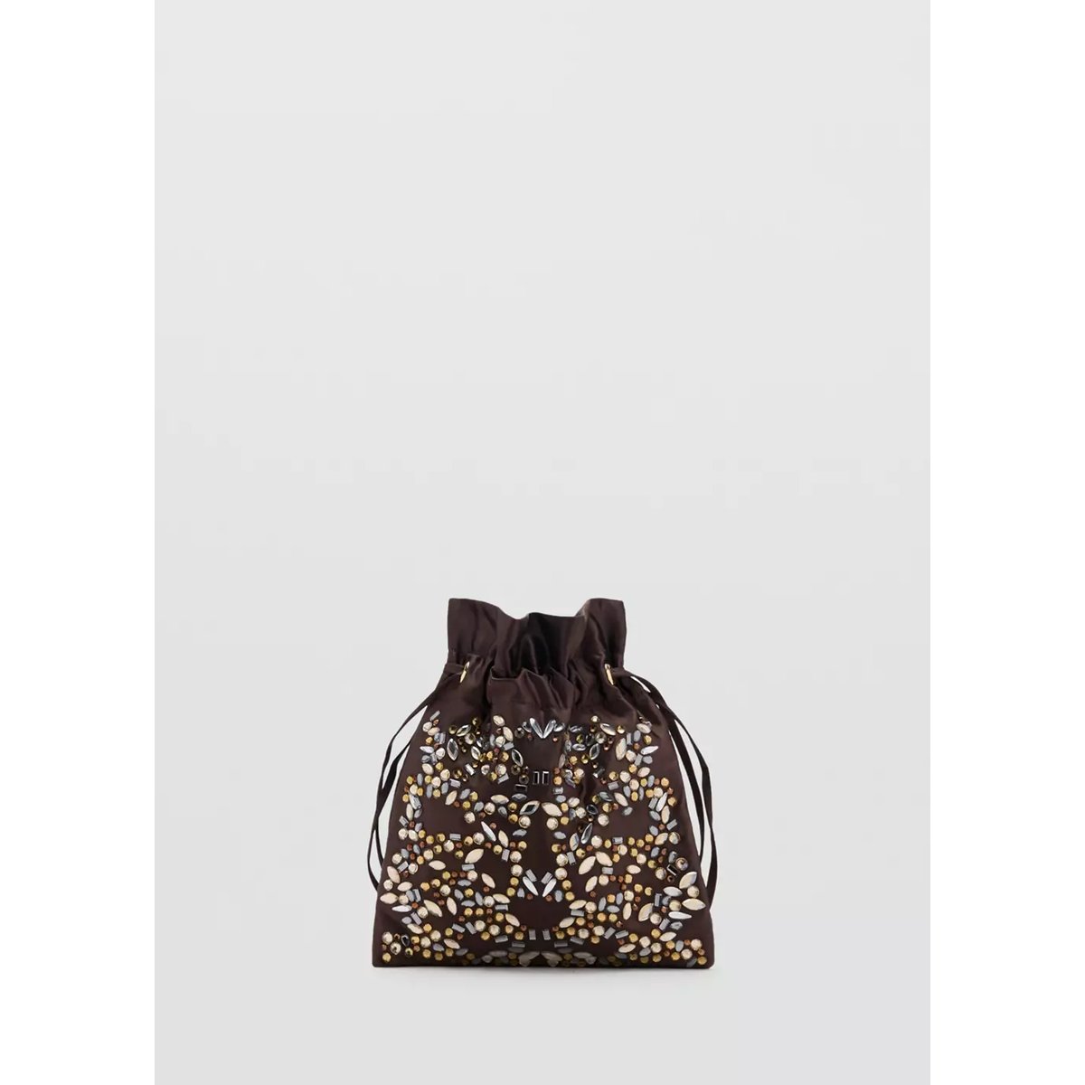 Sac à main avec cristaux marron, MANGO