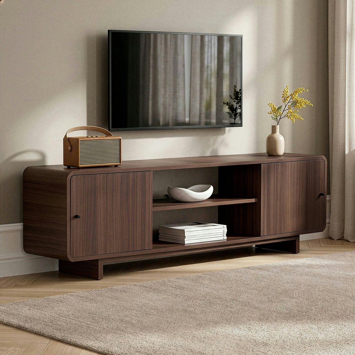 Meuble TV moderne 180 cm MARFA noyer, PIER IMPORT