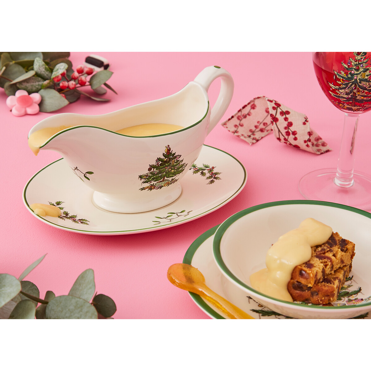 Christmas Tree Gravy Boat & Stand white, SPODE