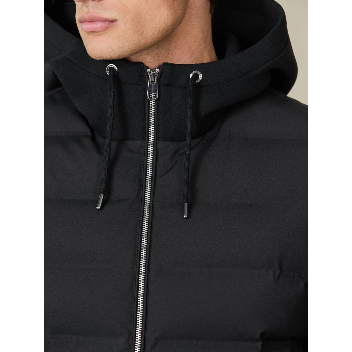 Veste à capuche matelassée hybride noir, NEXT