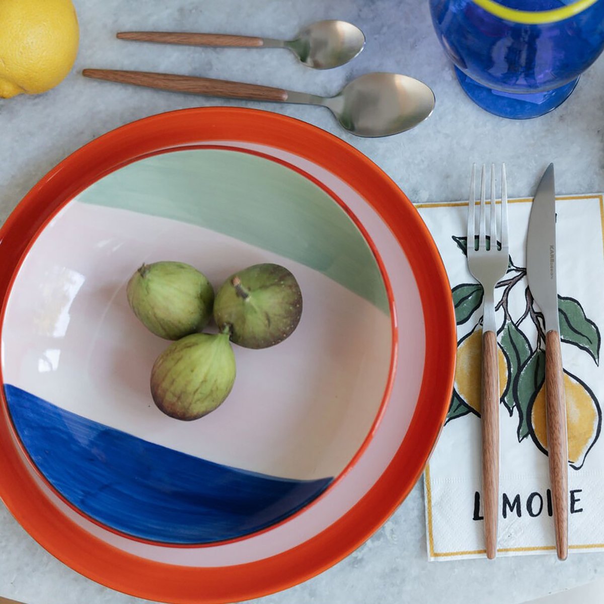 Assiettes creuses Capri 20cm set de 4 couleur unique, KARE DESIGN