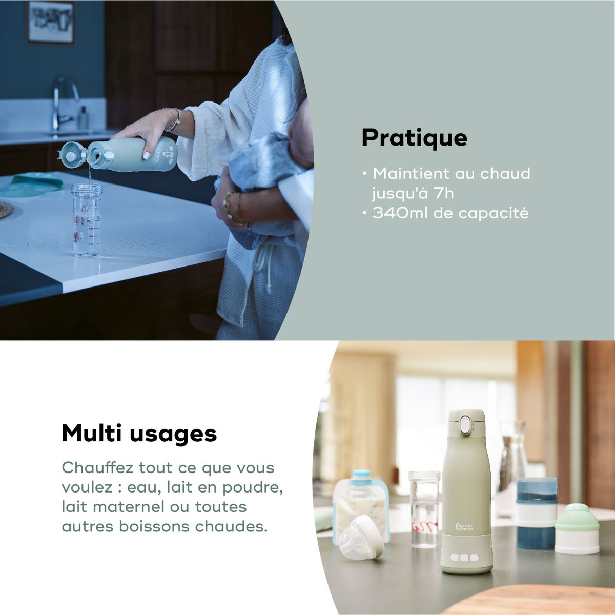 Chauffe-biberon nomade Moov & Feed vert, BABYMOOV