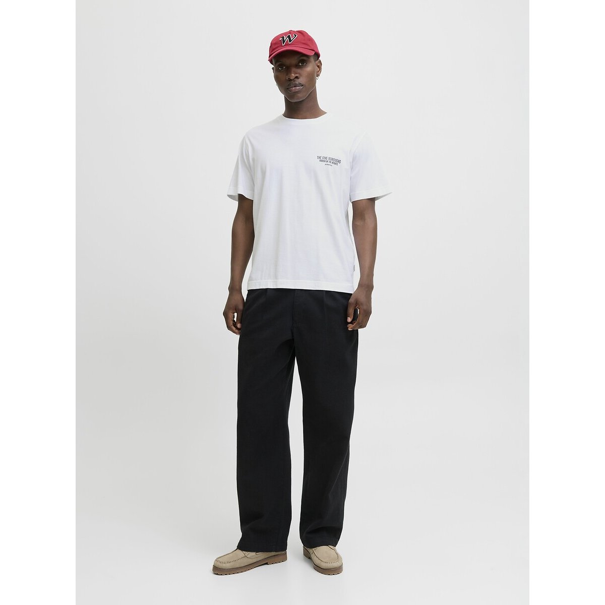 T-shirt col rond imprimé dos blanc, JACK & JONES