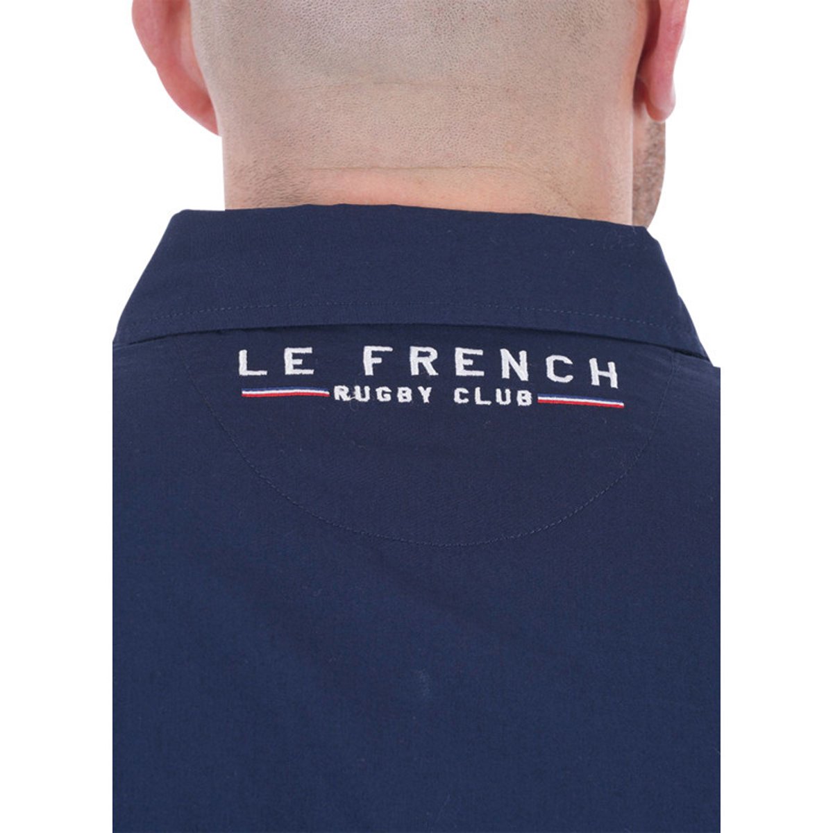 Chemise en coton biologique marine unie à coupe ajustée avec un col boutonné marine, RUCKFIELD