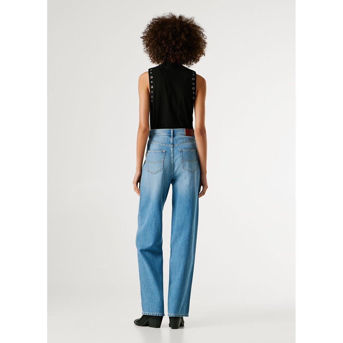 Jean barrel taille haute ADDISON authentic sky blue tencel blen, PEPE JEANS