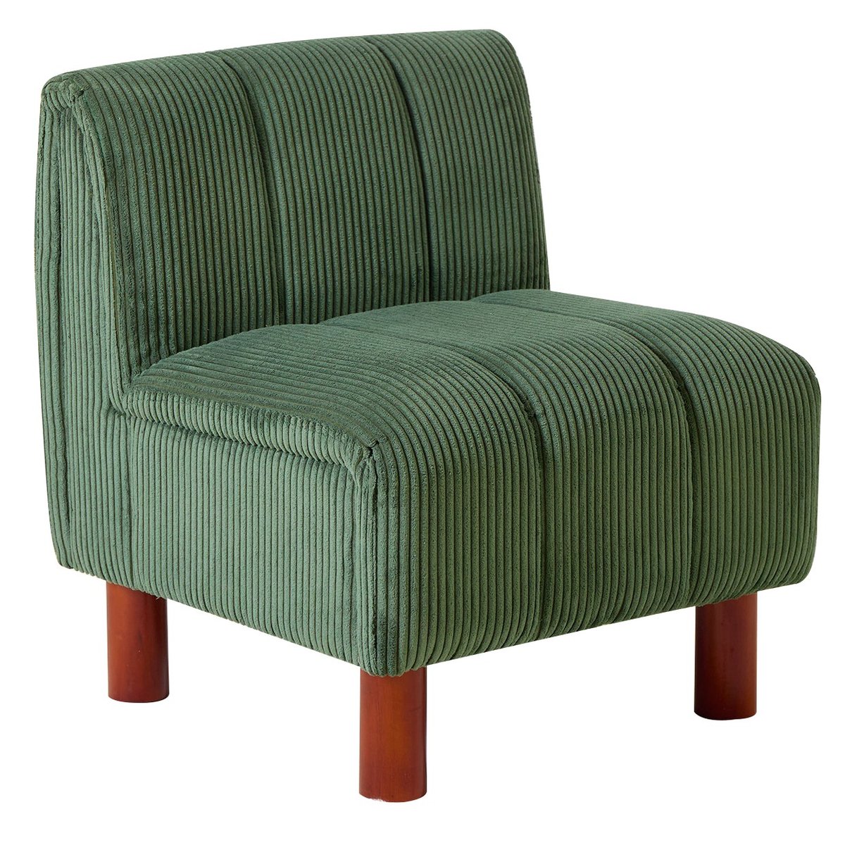 Fauteuil de salon en bois et velours côtelé, PORTO vert, NORDLYS