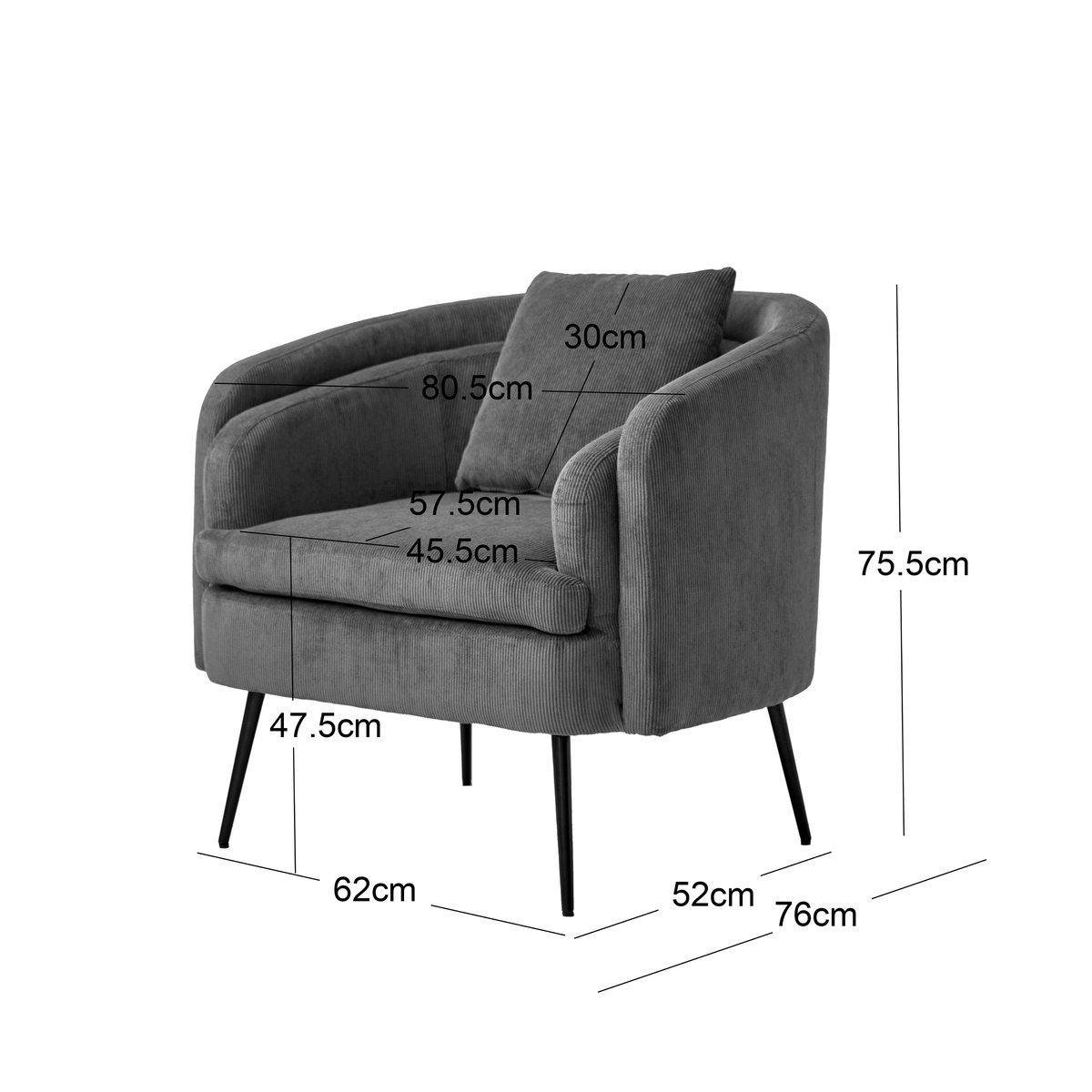 Fauteuil de salon métal et velours, DUKE bleu canard, NORDLYS