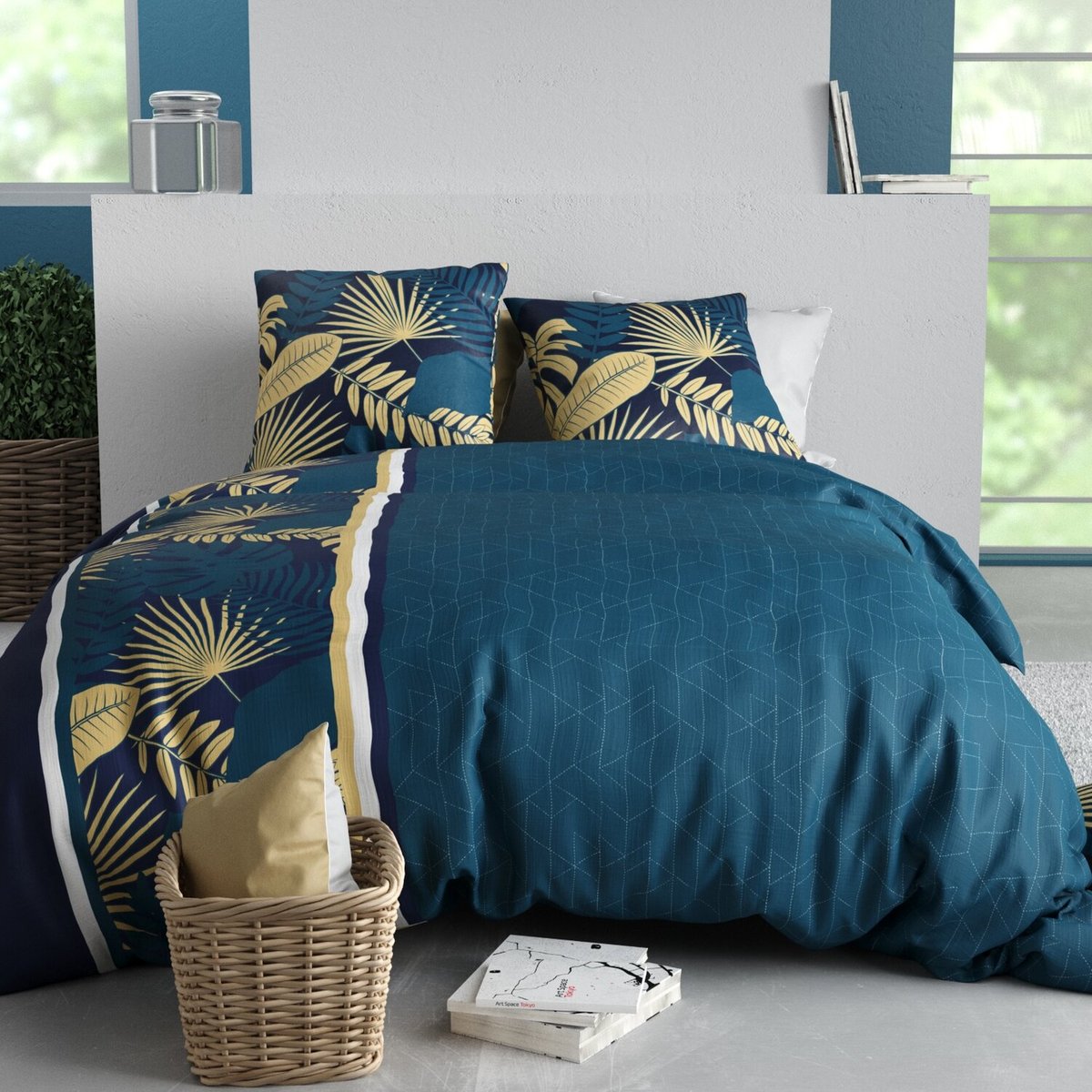 Parure housse de couette imprimée avec taie(s) en coton, Tropeal multicolore, ATELIER DU COTON